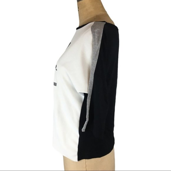3/$30 Zara Woman Graphic 3/4 Sleeve Mixed Material Top Size S - Picture 4 of 12